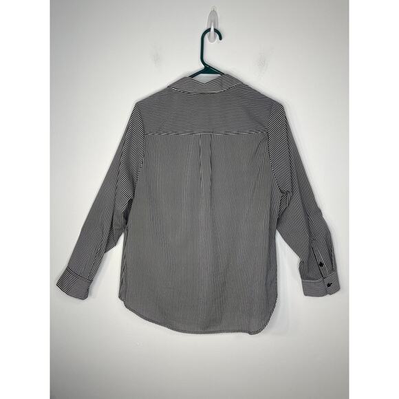 Apt 9 blouse button down up shirt women's size XL 0x black white stripe light wt - Picture 10 of 14